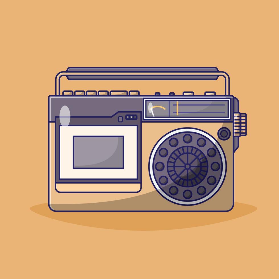 Vintage Radio Vector Icon Illustration. Radio Vector. Flat Cartoon Style Suitable for Web, Landing Page, Banner, Flyer, Sticker, Wallpaper, Background, Mobile App, UI