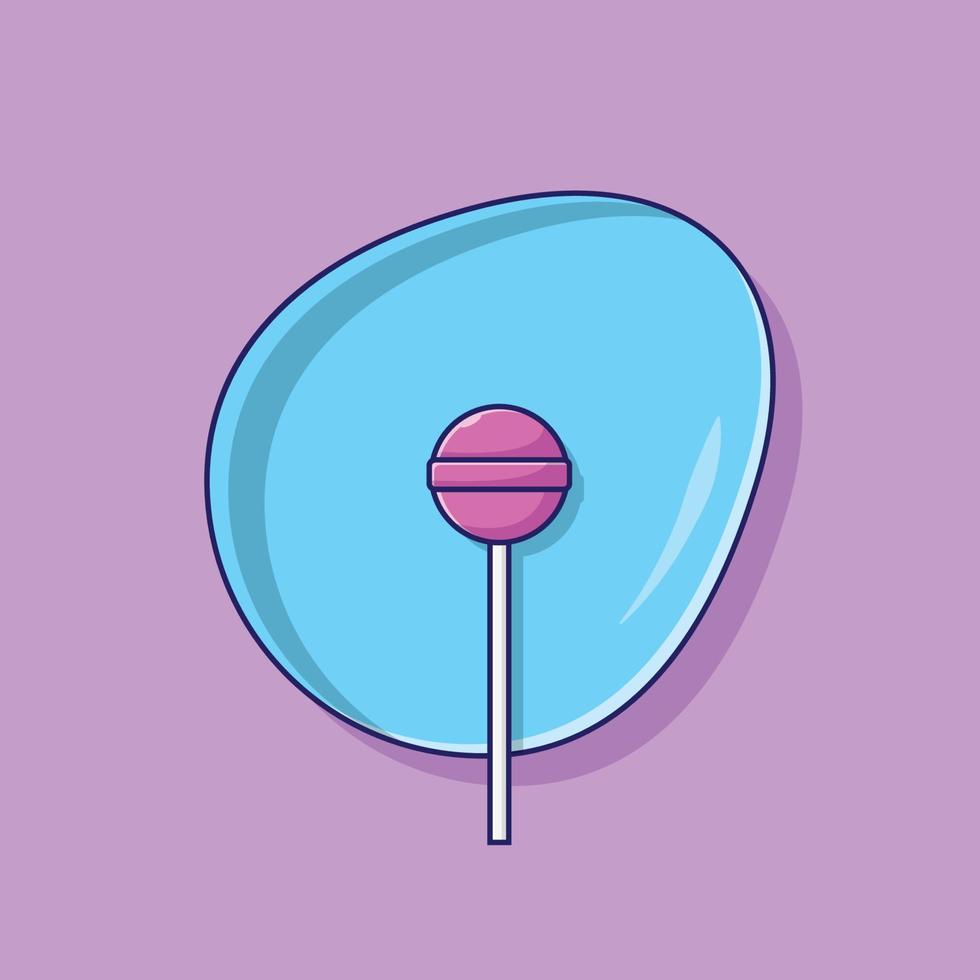 Lollipop on Plate Vector Illustration. Sweet. Strawberry Candy. Flat Cartoon Style Suitable for Web Landing Page, Banner, Flyer, Sticker, Card, Background