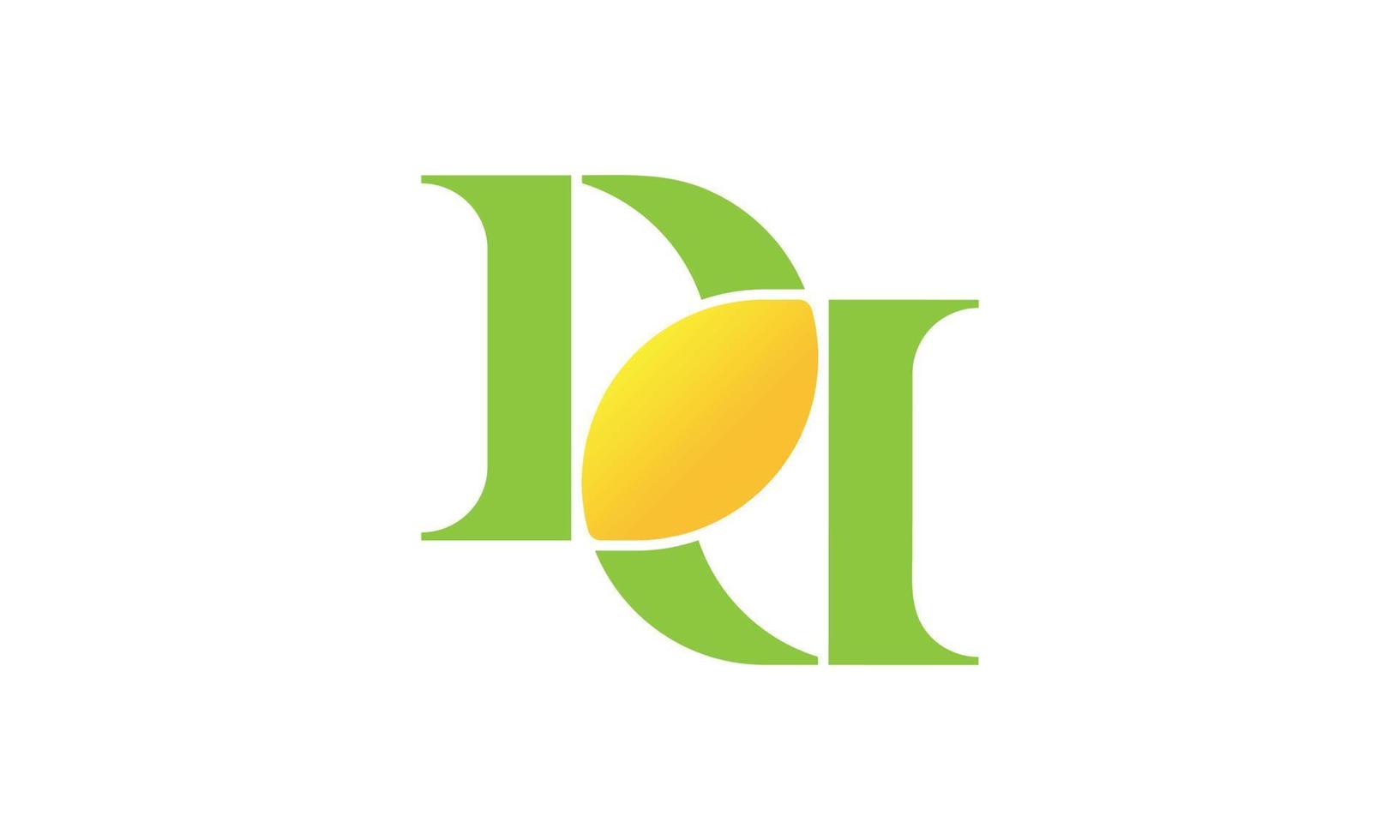 logotipo d, letra del alfabeto de limón dd, símbolo de elemento de fruta simple y moderno, estilo plano minimalista adecuado para todo tipo de negocios y marcas vector