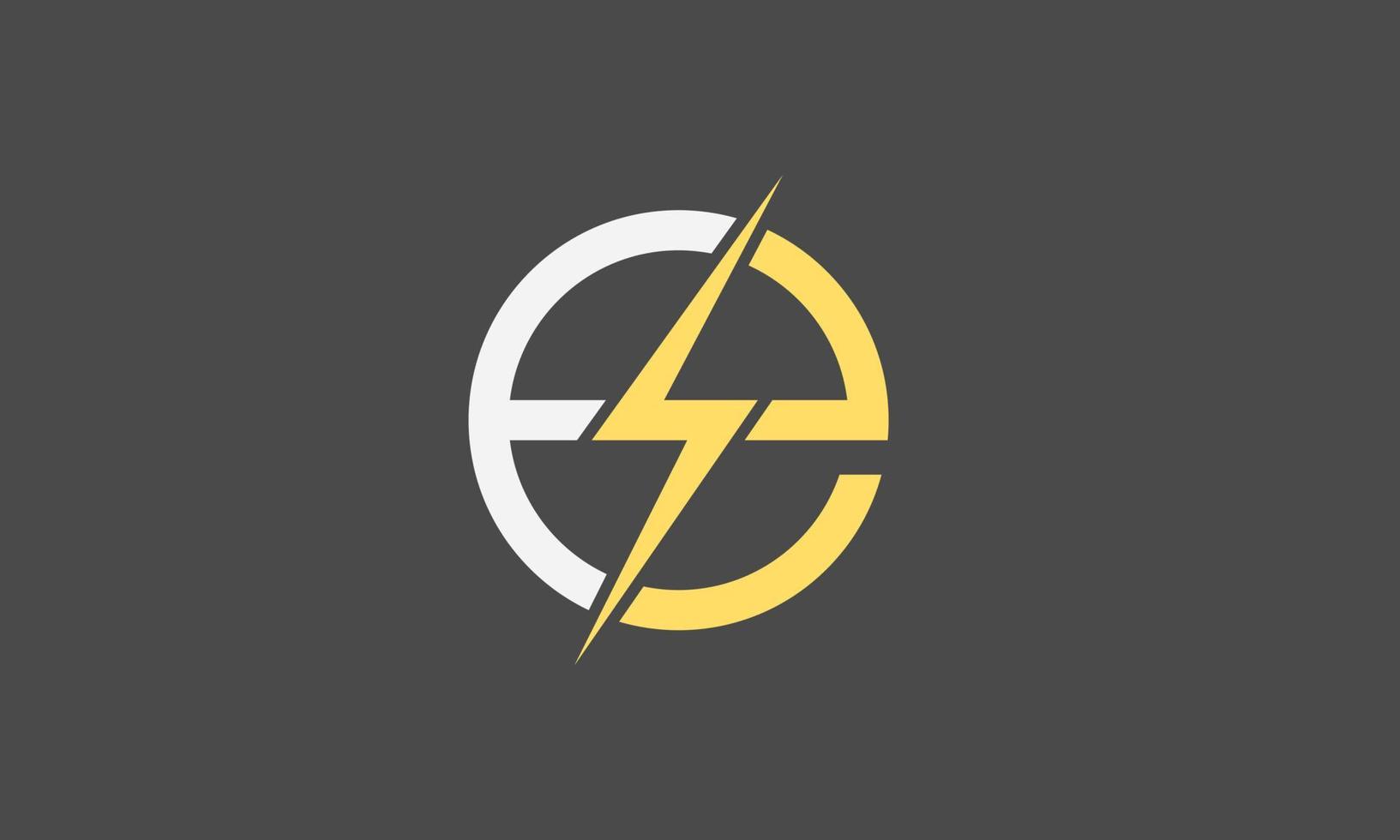 Initial E Letter with Lightning Bolt Logo Vector Template Design, simple and modern icon