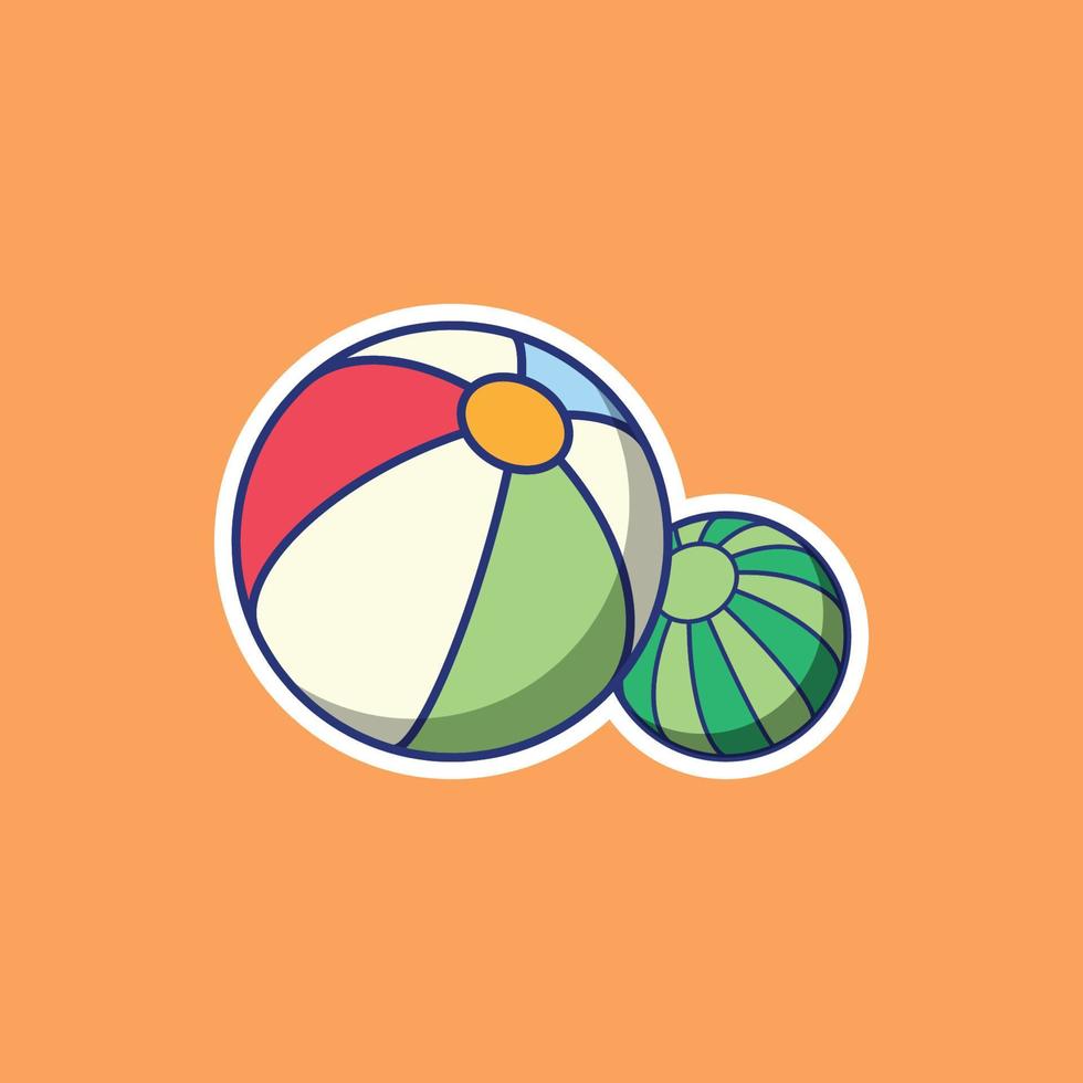 Beachball Vector Illustration. Ball. Kids Toy. Flat Cartoon Style Suitable for Web Landing Page, Banner, Flyer, Sticker, Card, Background, T-Shirt, Clip-art