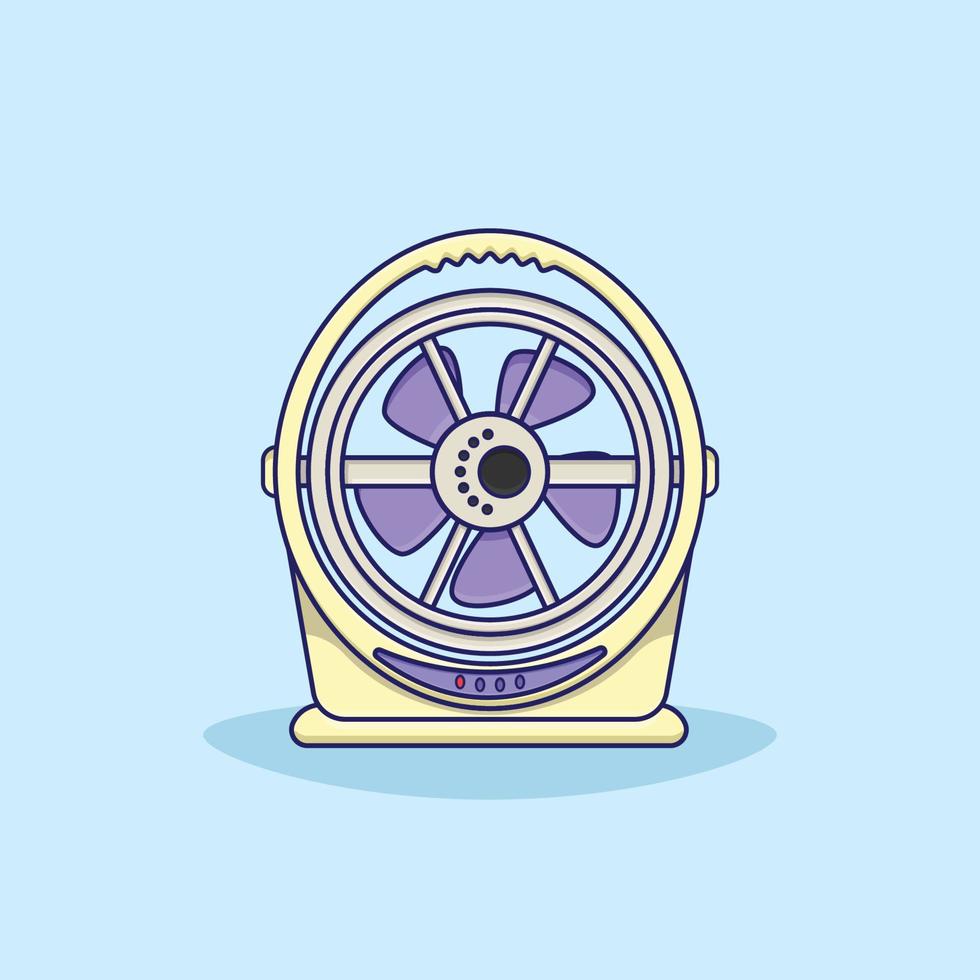 Electric Fan Vector Illustration. Object. Home Interior. Flat Cartoon Style Suitable for Icon, Web Landing Page, Banner, Flyer, Sticker, Card, Background, T-Shirt, Clip-art
