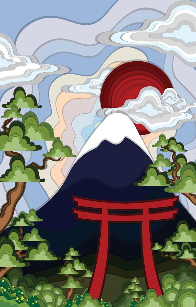 Japanese Papercut Background Concept vector