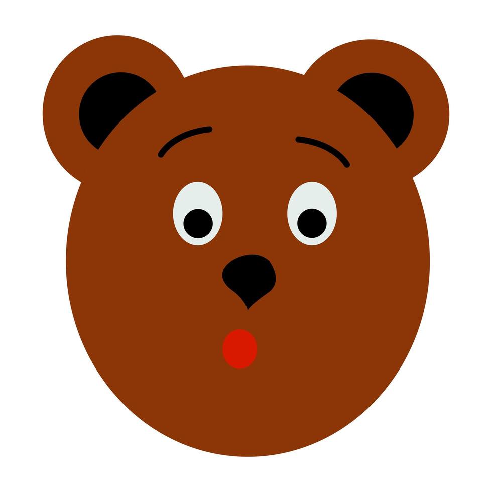 Vector illustration of bear head in cartoon flat childish style