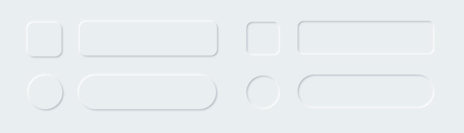 conjunto de vectores de elementos de estilo de neumorfismo. Botones cuadrados y redondos neumórficos.