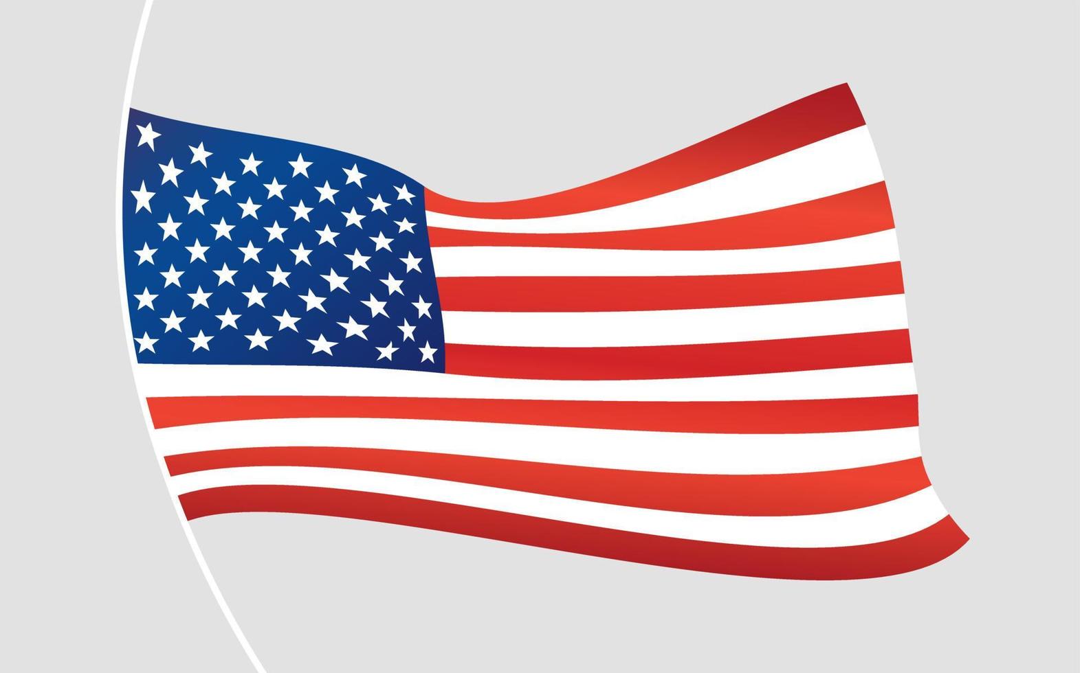 American flag flowing in the wind. Waving flag of the United States of America. vector