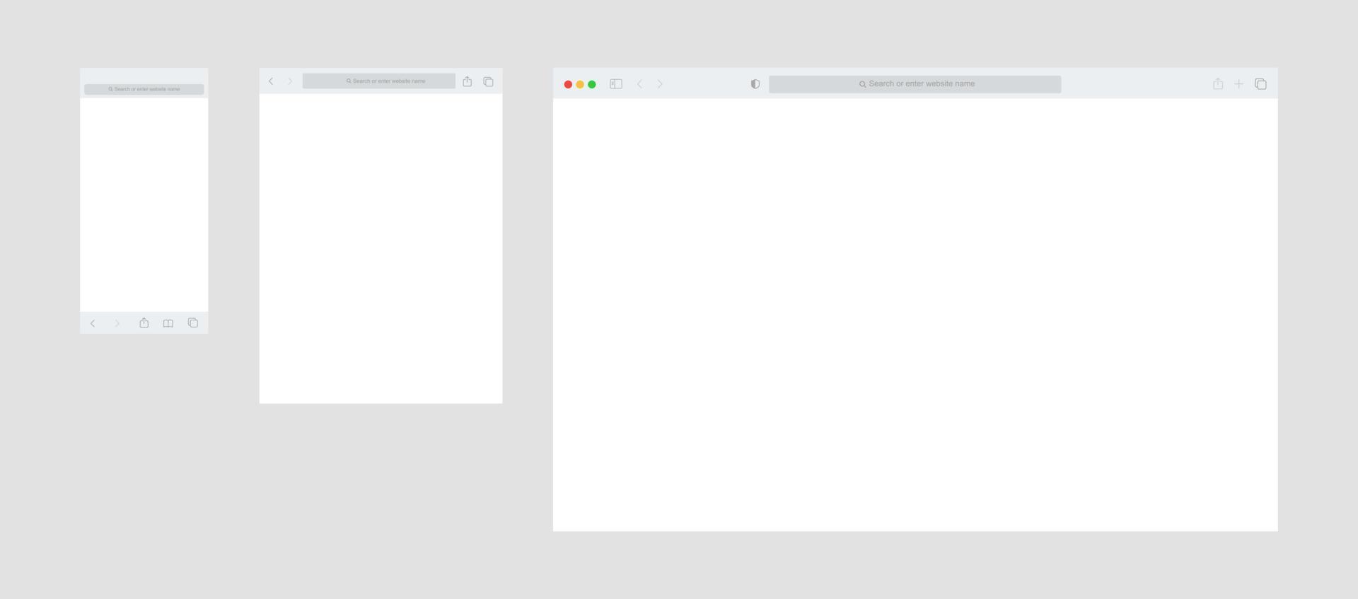 Web browser window template on white background. Website interface for different devices. vector