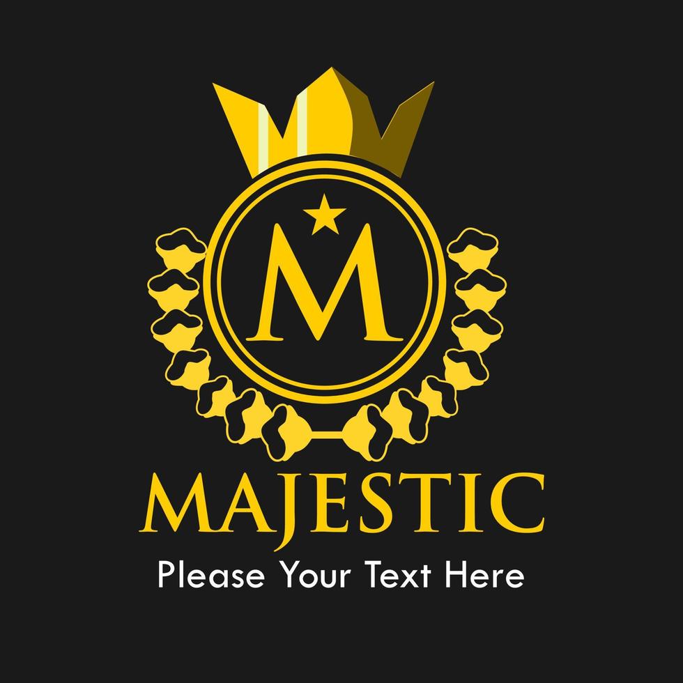 Majestic logo design template illustration. suitable for real estate, boutique, jewellery, luxury resturant etc. you can change letter M in any letter, as you like vector