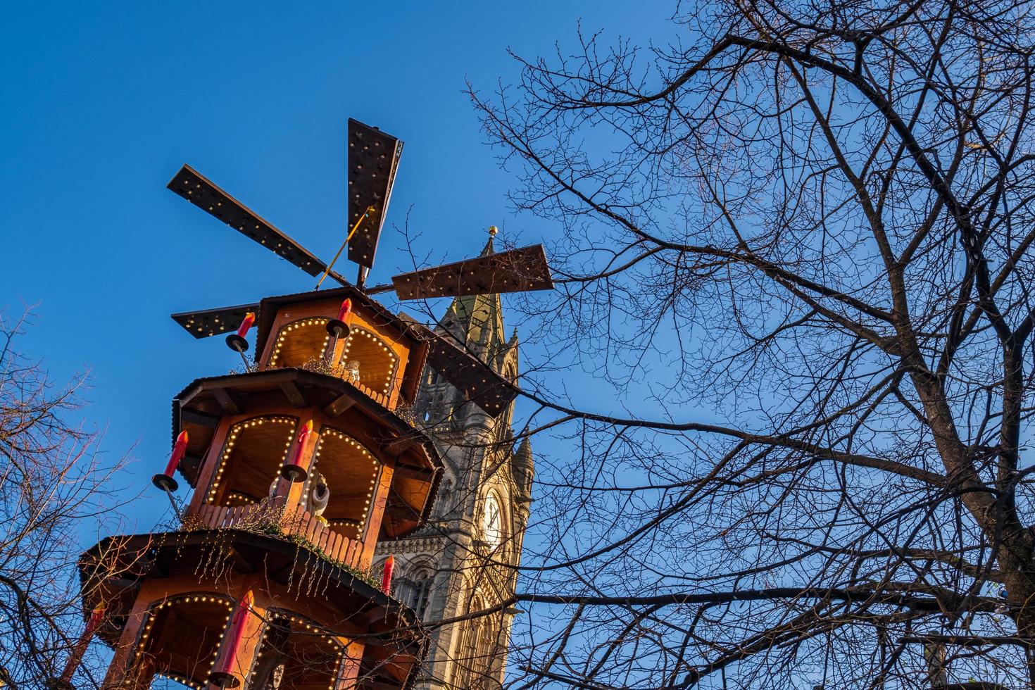 Manchester, UK, 2020 - Christmas market in Albert Square photo