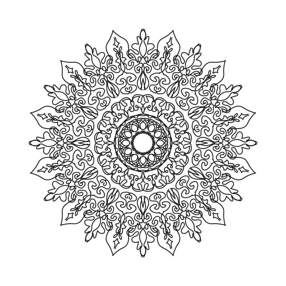 patrón circular en forma de mandala para henna, mehndi, tatuaje, decoración. adorno decorativo en estilo étnico oriental. página de libro para colorear. vector