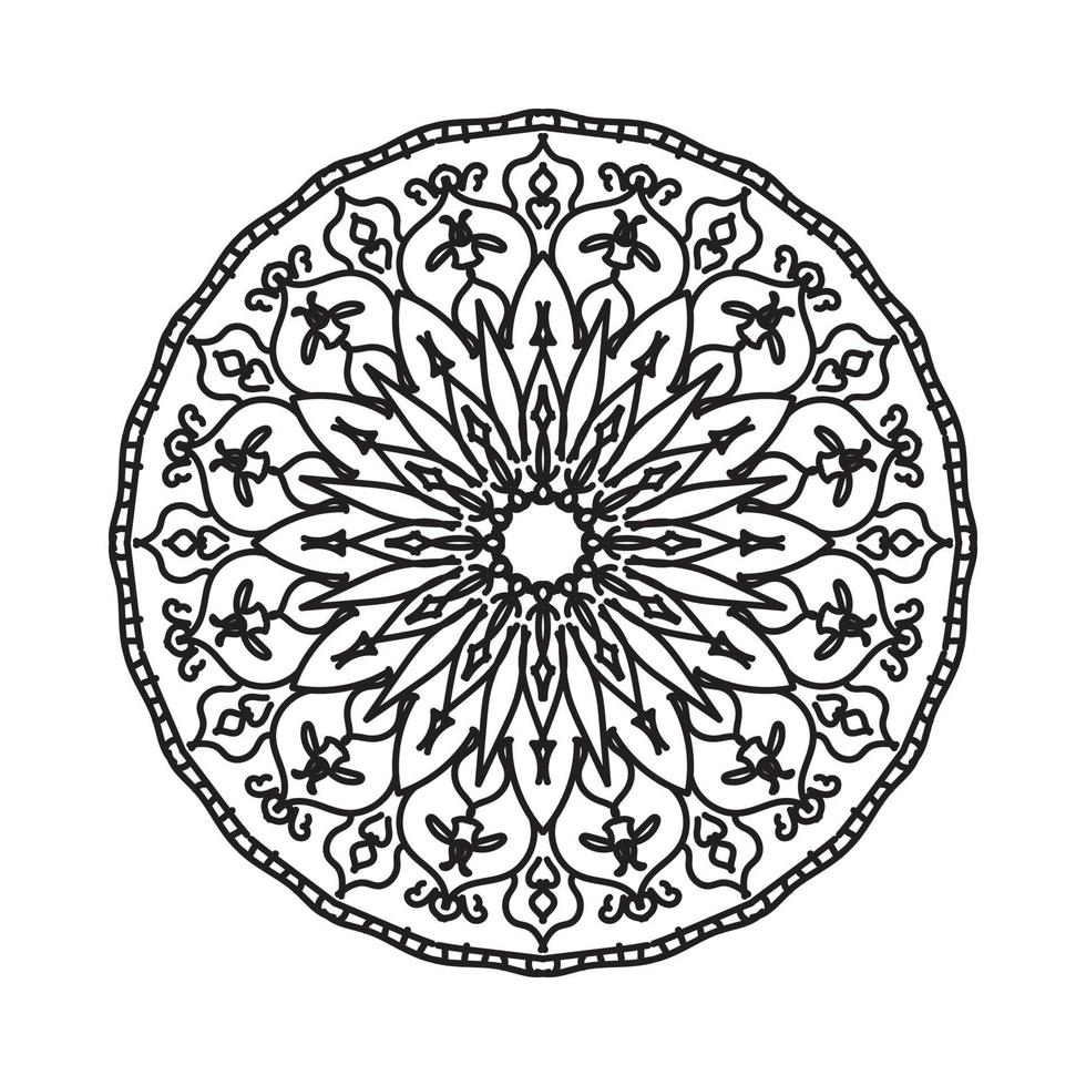 patrón circular en forma de mandala para henna, mehndi, tatuaje, decoración. adorno decorativo en estilo étnico oriental. página de libro para colorear. vector