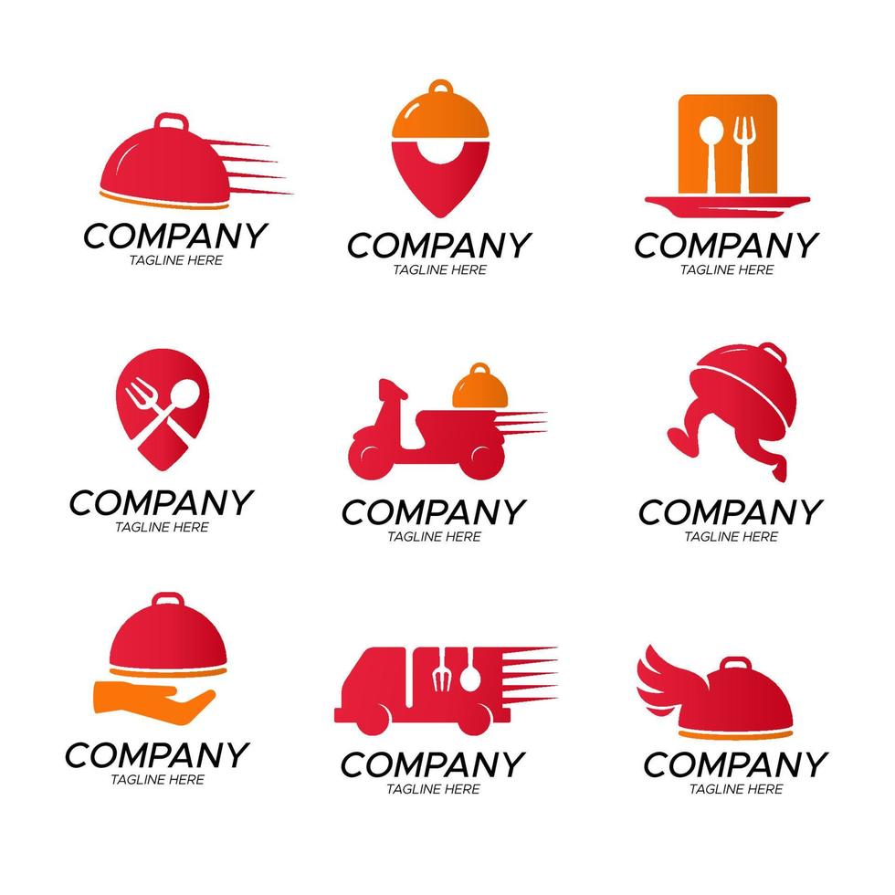 colección de logotipos de alimentos de entrega sin contacto vector