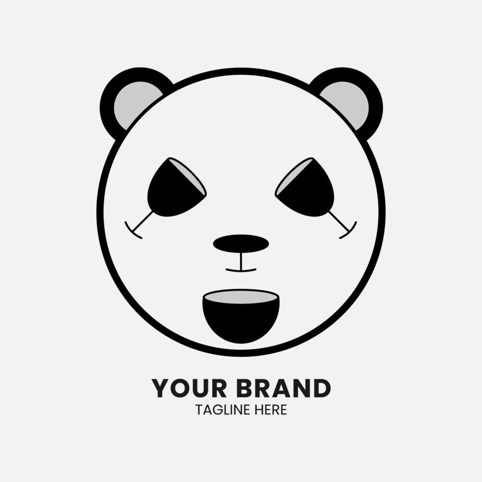 Unique Design Double meaning logo in the shape of a panda and cup, table, and plate vector