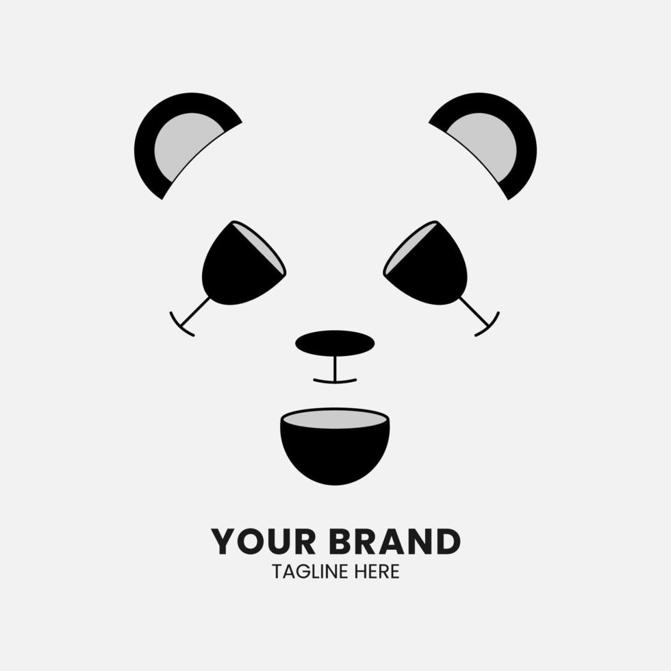 Unique Design Double meaning logo in the shape of a panda and cup, table, and plate vector
