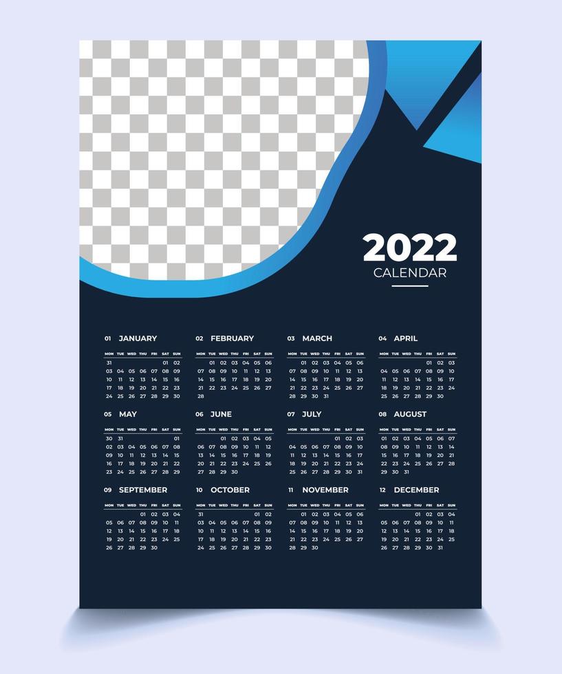 Colorful business wall calendar print template vector