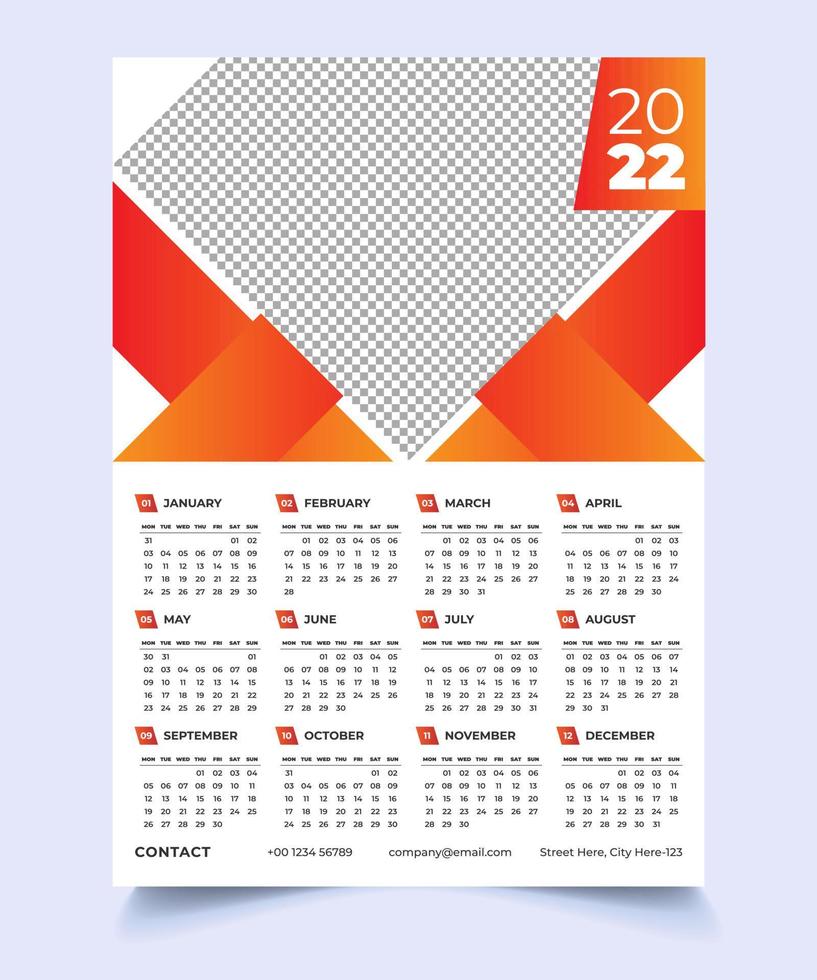 plantilla de impresión de calendario de pared abstracto vector