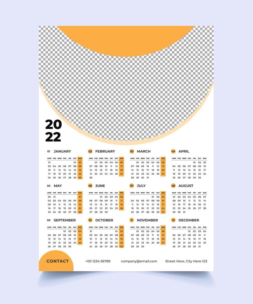 wall calendar print template vector