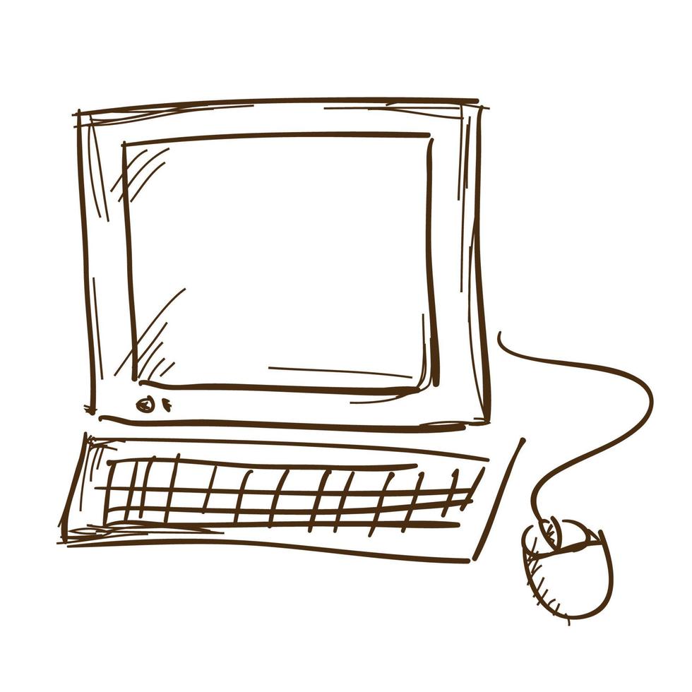 hand drawn personal computer vector