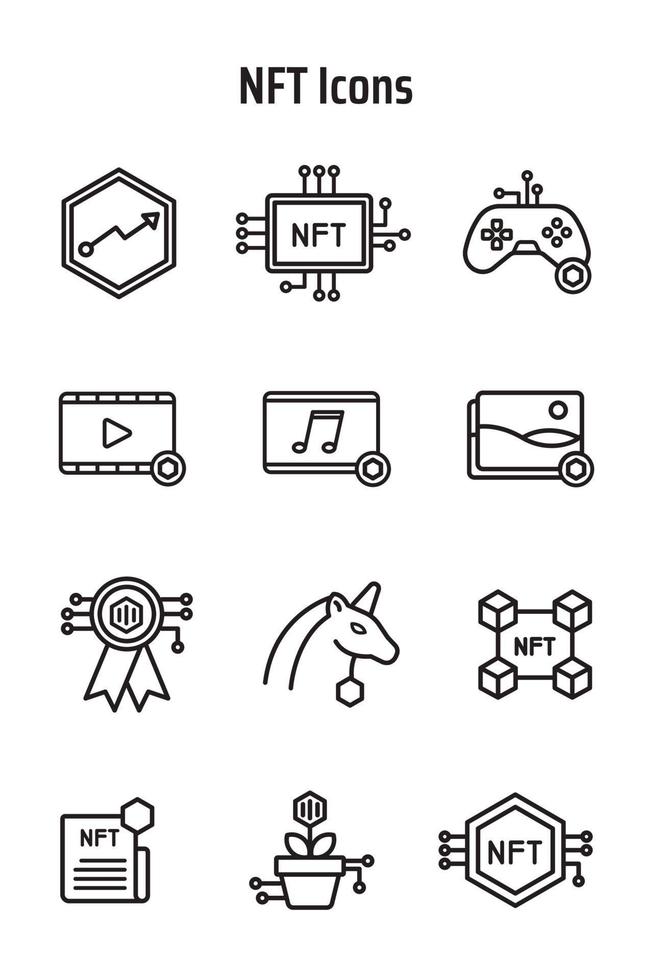 colección de iconos nft vector