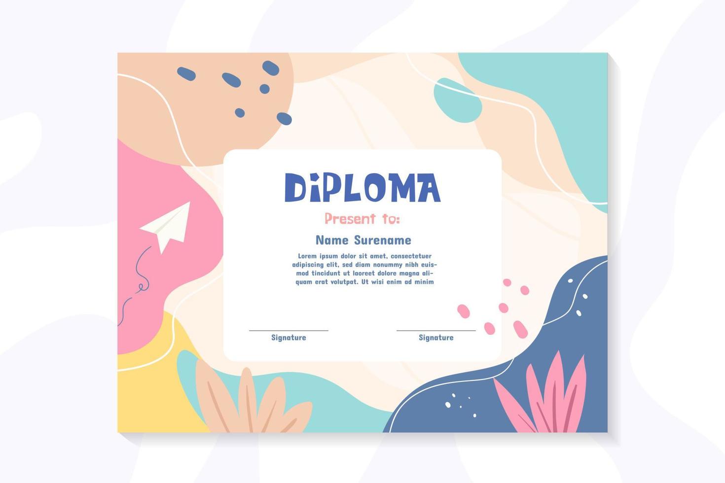 Kindergarten Certificate Template Design vector