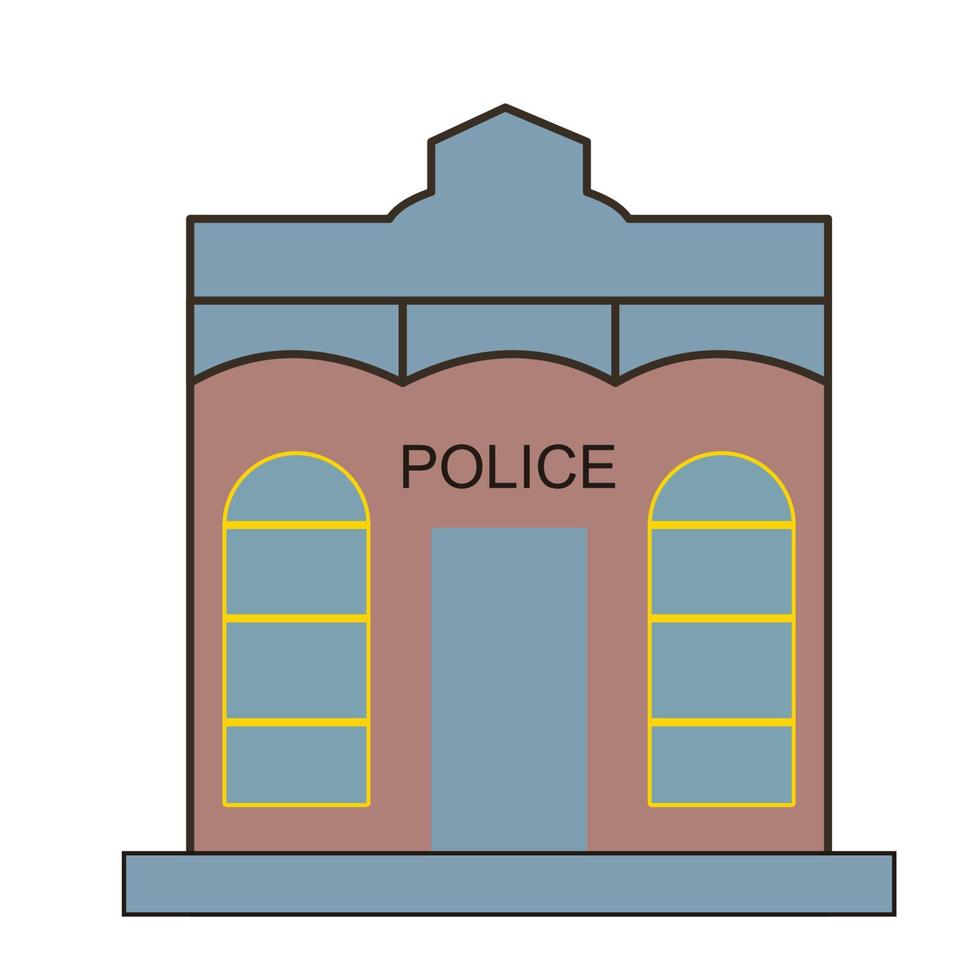 vintage police station building flat vector design