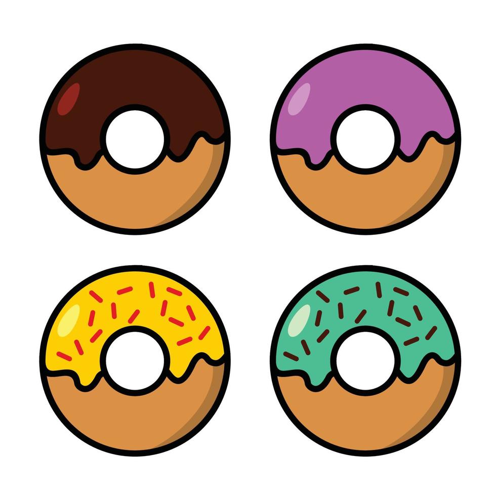 donut cartoon set vector