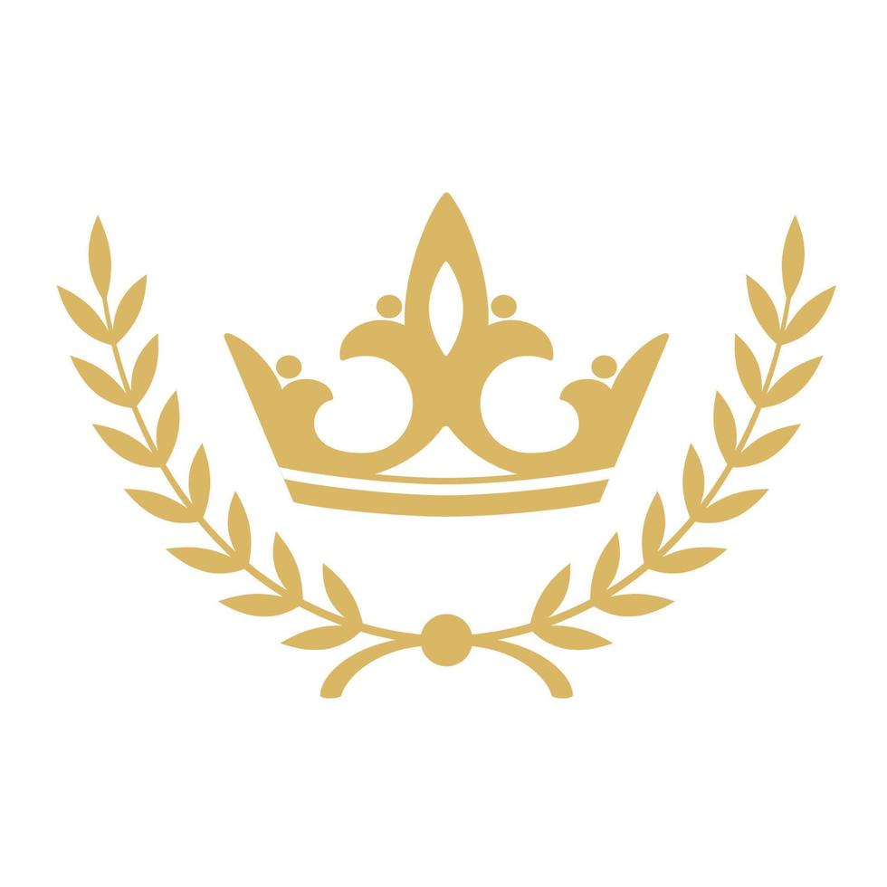 golden wheat and crown emblem vector