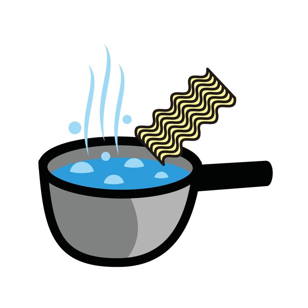 cooking noodle ini boiling water vector