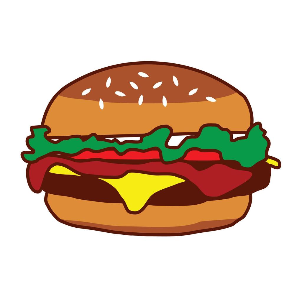 delicious burger fast food vector