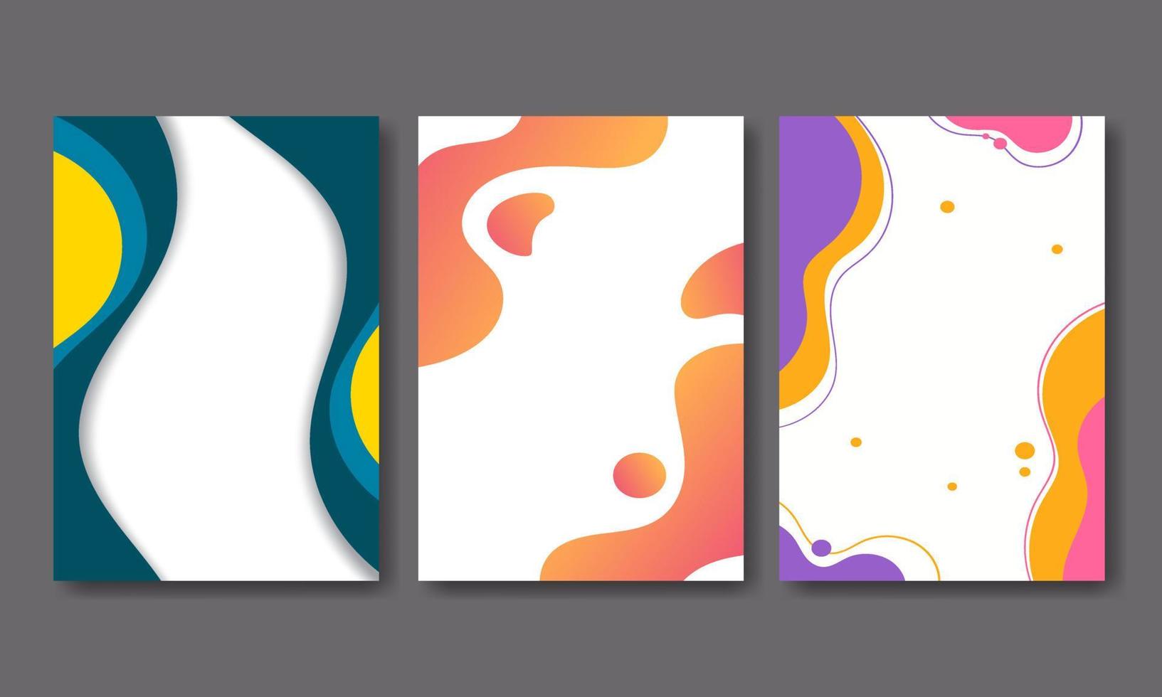 Establecer plantilla de portada de diseño con efecto líquido colorido vector