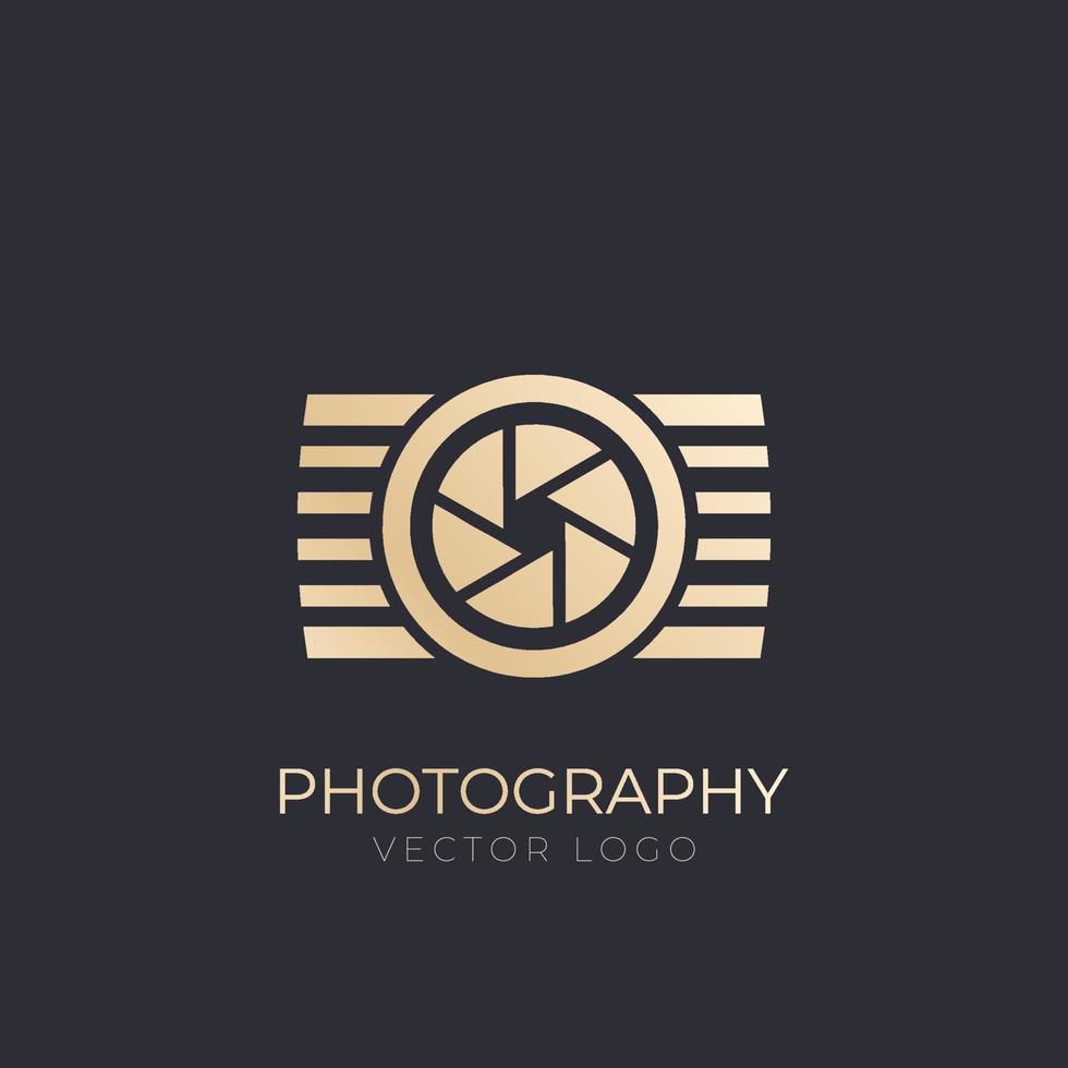 logotipo vectorial de fotografía, dorado en la oscuridad vector