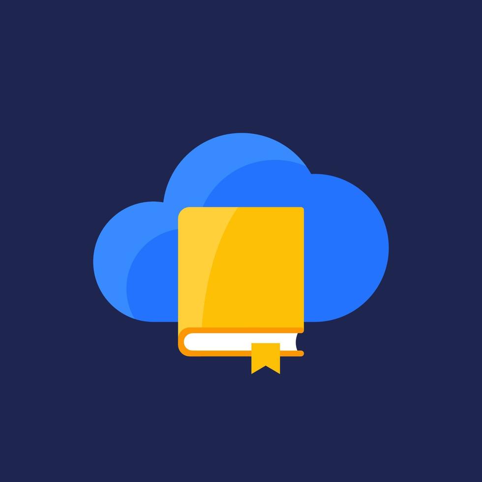 books in cloud icon, online library vector