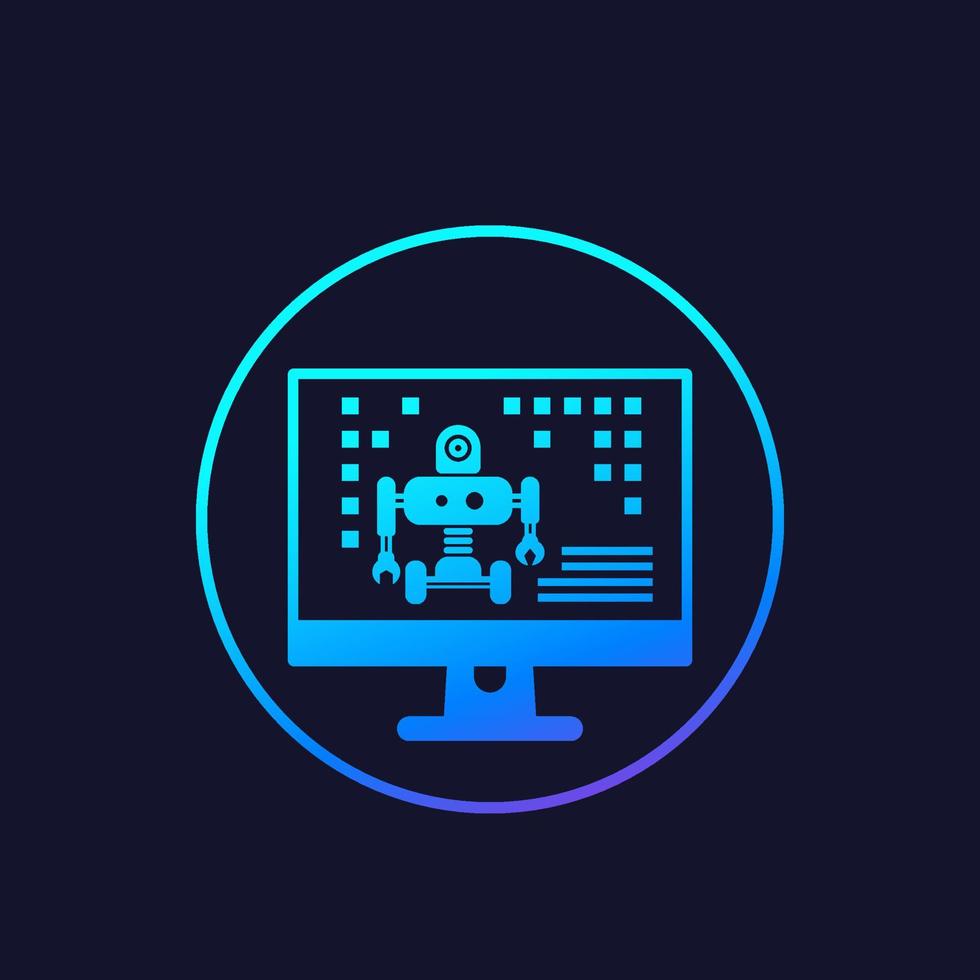 Robotics, robot programming icon vector