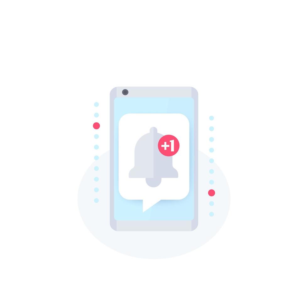icono de vector de contador de notificaciones con teléfono inteligente