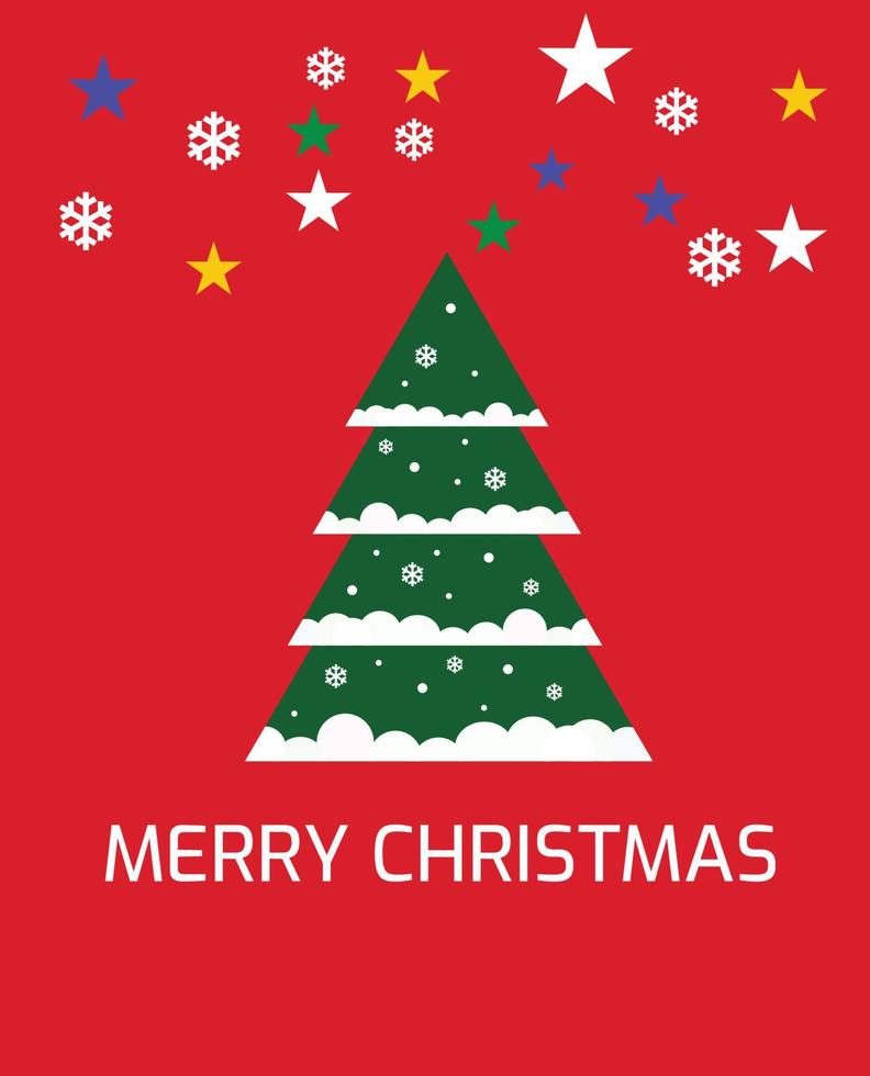 tree and merry christmas greeting card vector