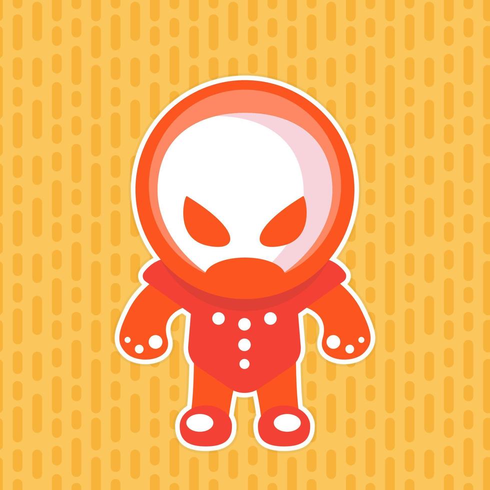 alien in space suit, sticker in flat style vector