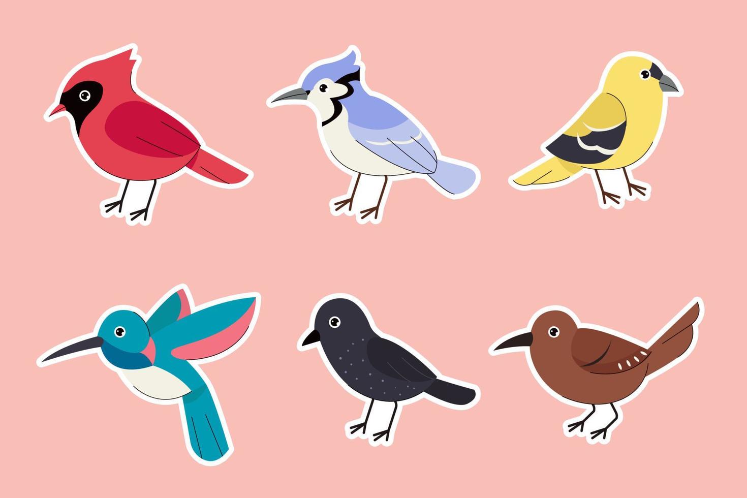 Spring Birds Sticker Collection vector