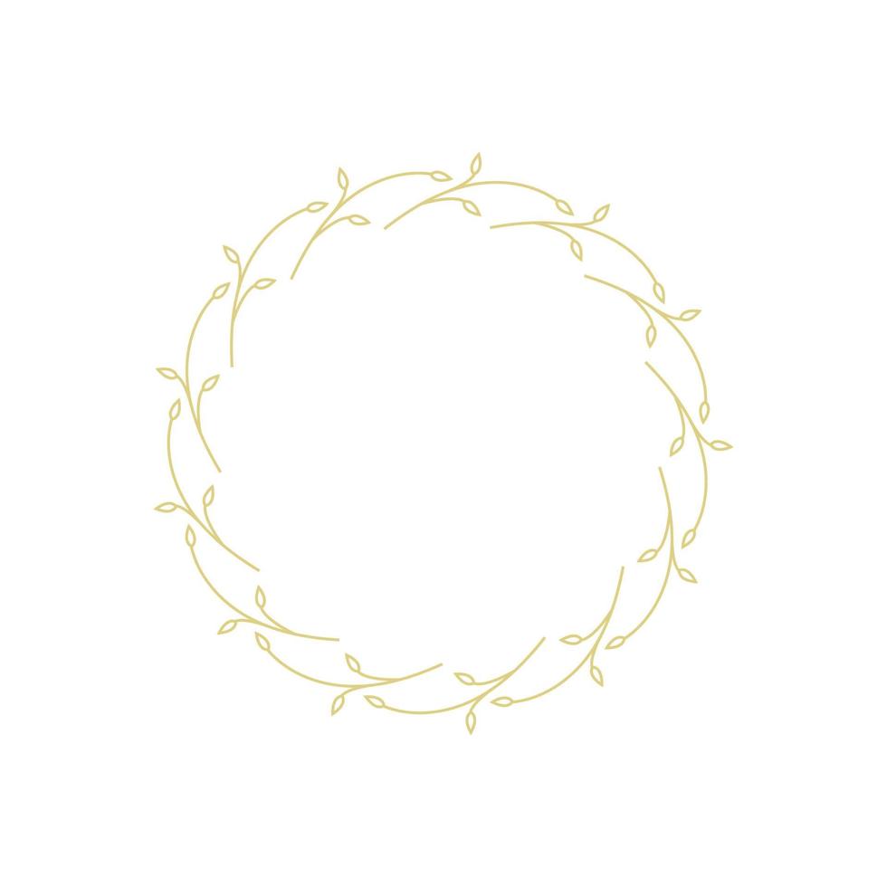 corona de primavera dibujada a mano vectorial aislada en fondo blanco. contorno círculo de hojas. estilo garabato. marco de flores. vector