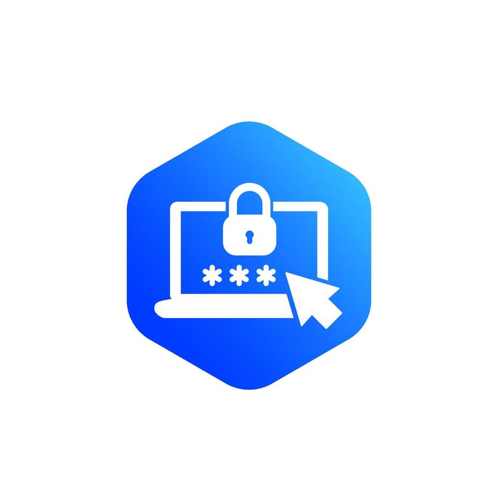 password access, security vector icon with laptop