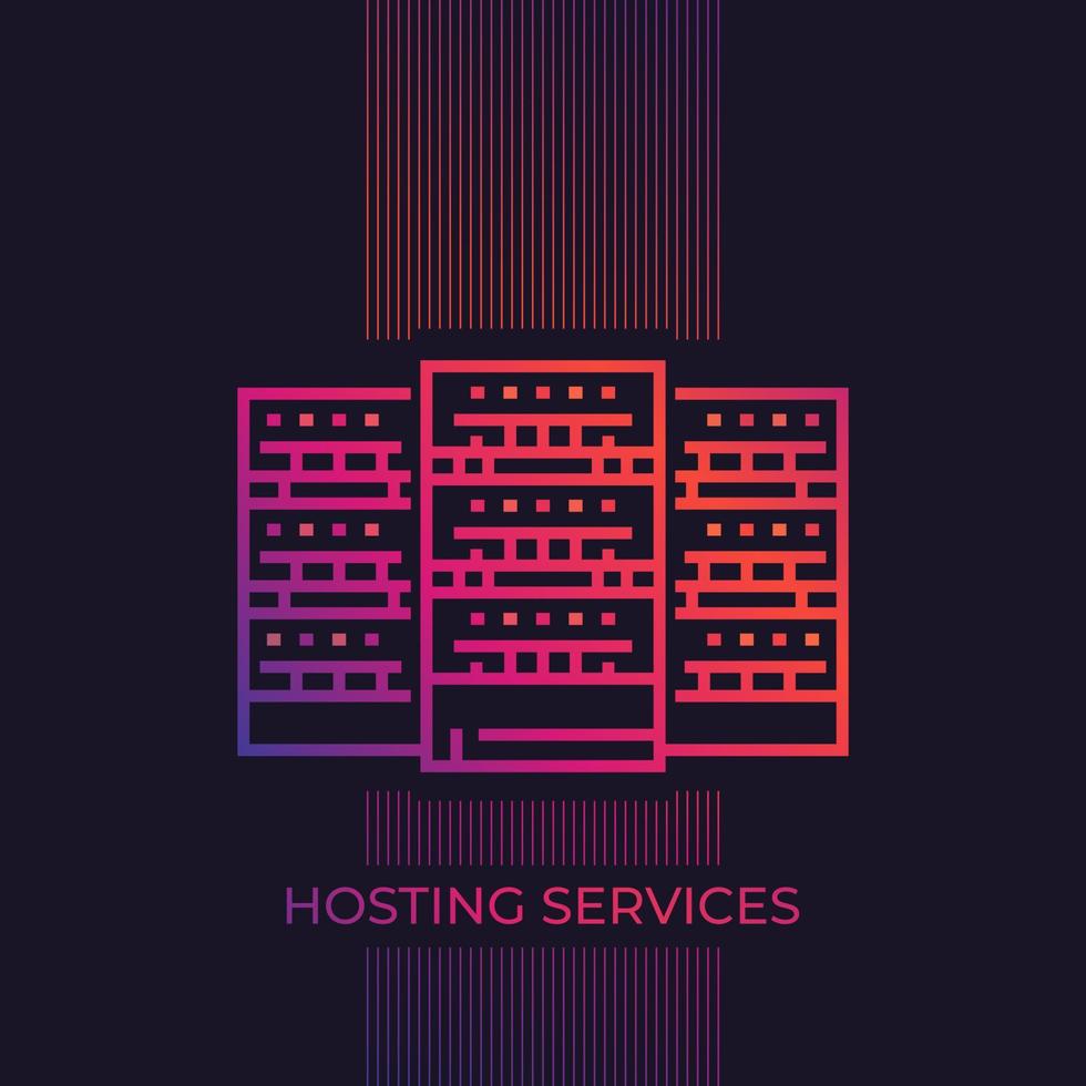 data center, servers, hosting services vector