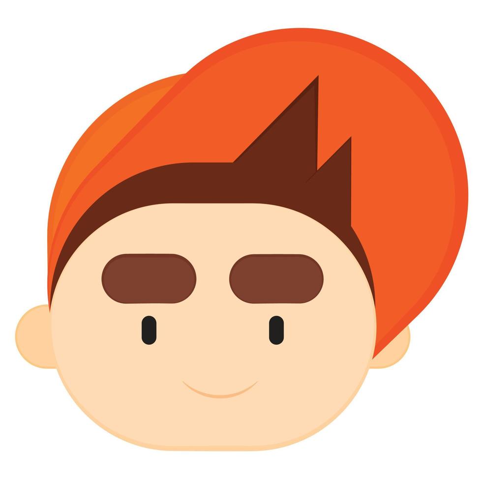 smiling boy face wearing orange cap. vector