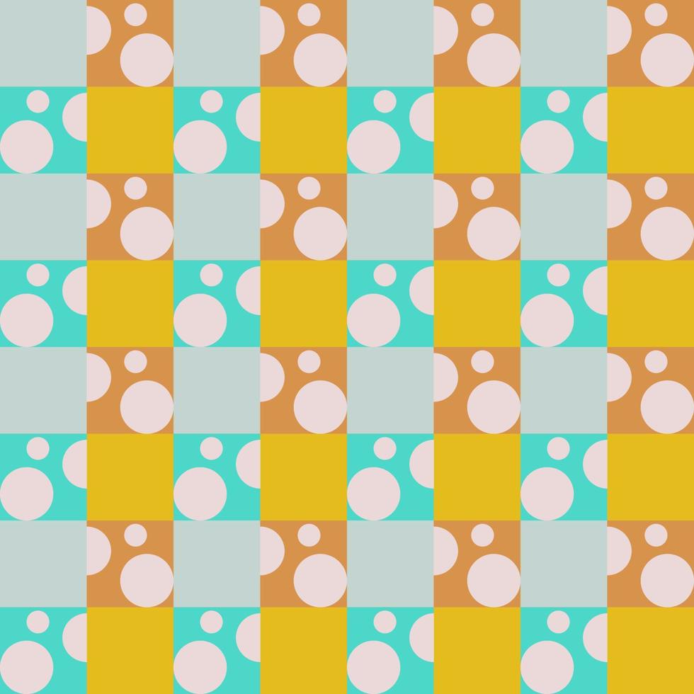 seamless pattern with circles polka dots with checked blue and green vector