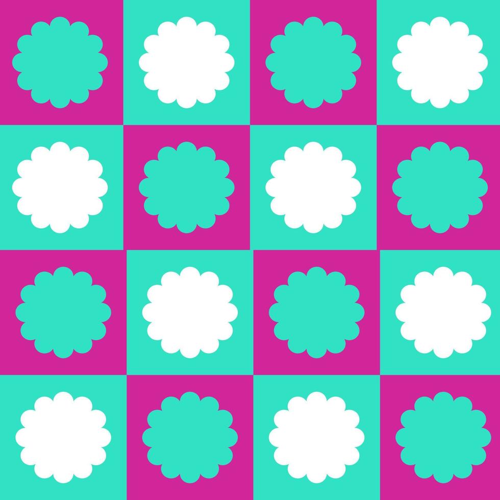 Seamless pattern with colorful cloud shape on pink and green checked vector