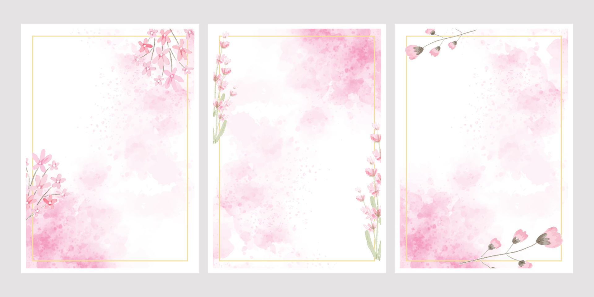 pink watercolor flower splash background with golden frame collection 5x7  for wedding or birthday invitation card eps10 vectors illustration 5414383  Vector Art at Vecteezy