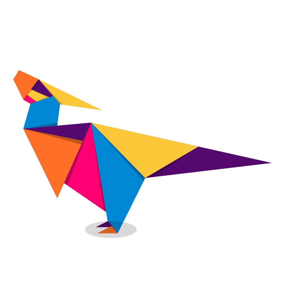 papiroflexia de dinosaurio. diseño de logotipo de dinosaurio vibrante colorido abstracto. papiroflexia de animales ilustración vectorial vector