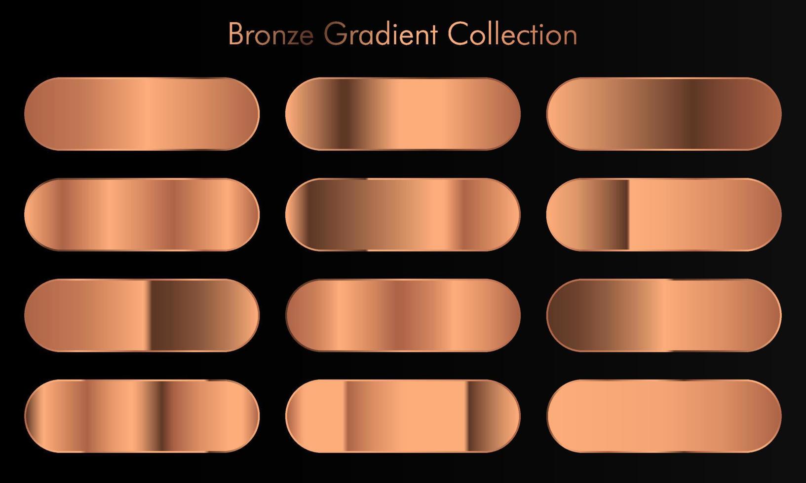 Huge big collection of bronze gradients background swatches. Bronze background texture. Vector illustration