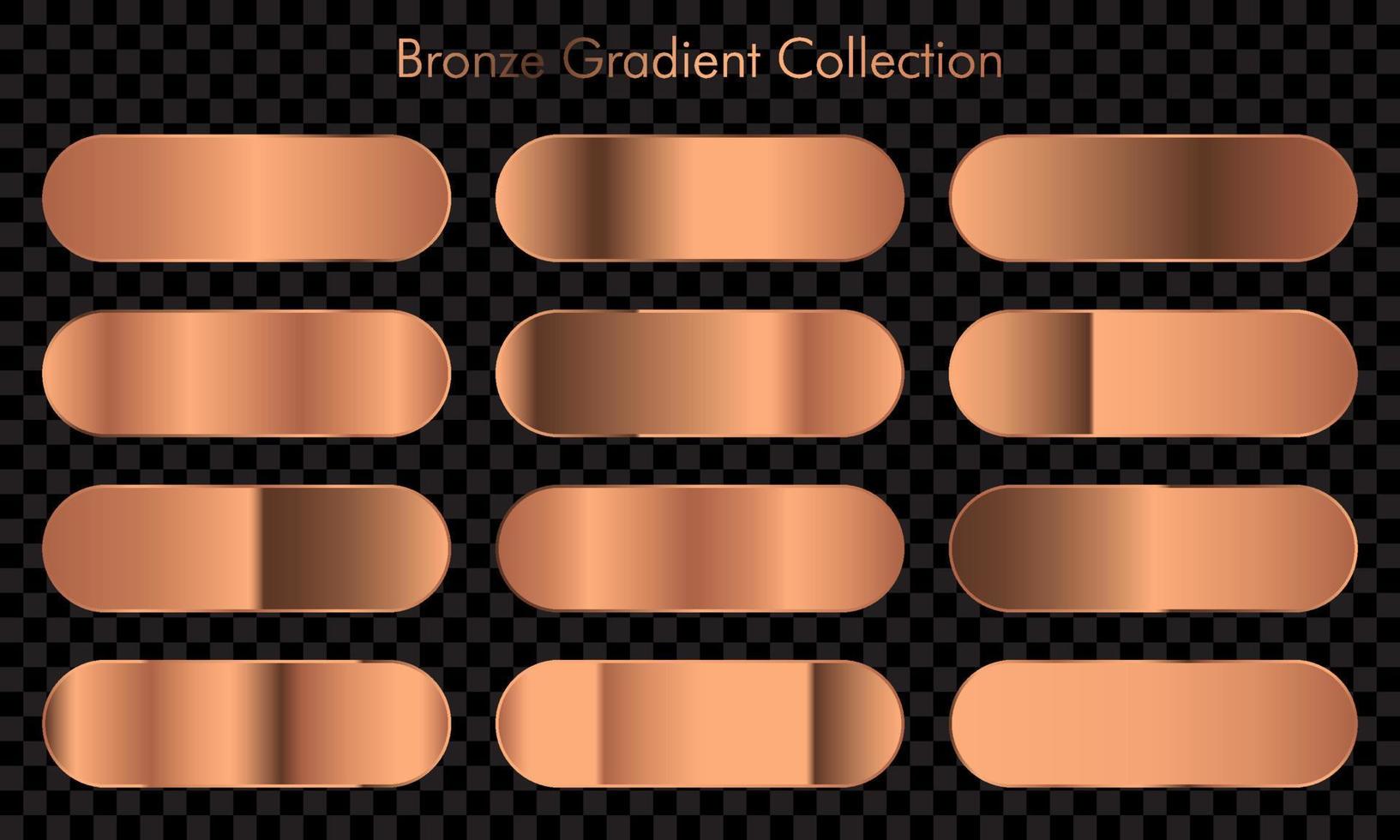 enorme gran colección de muestras de fondo de gradientes de bronce. textura de fondo de bronce. ilustración vectorial vector