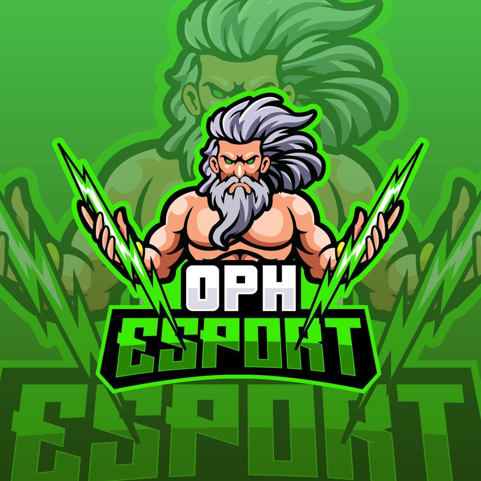green zeus e-sport logo template vector