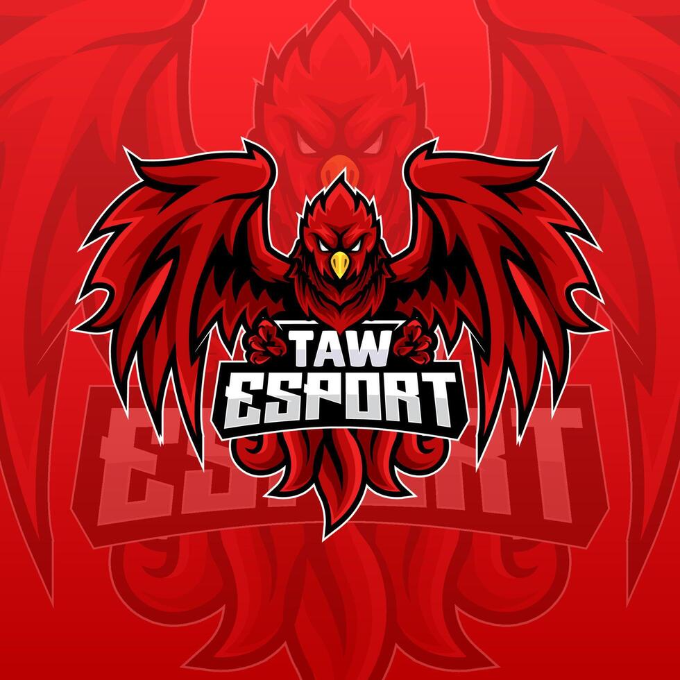 red phoenix e-sport logo template vector