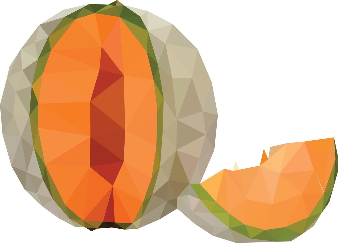 Low poly vector of an orange pumpkin in high detail. Front view. With white background.